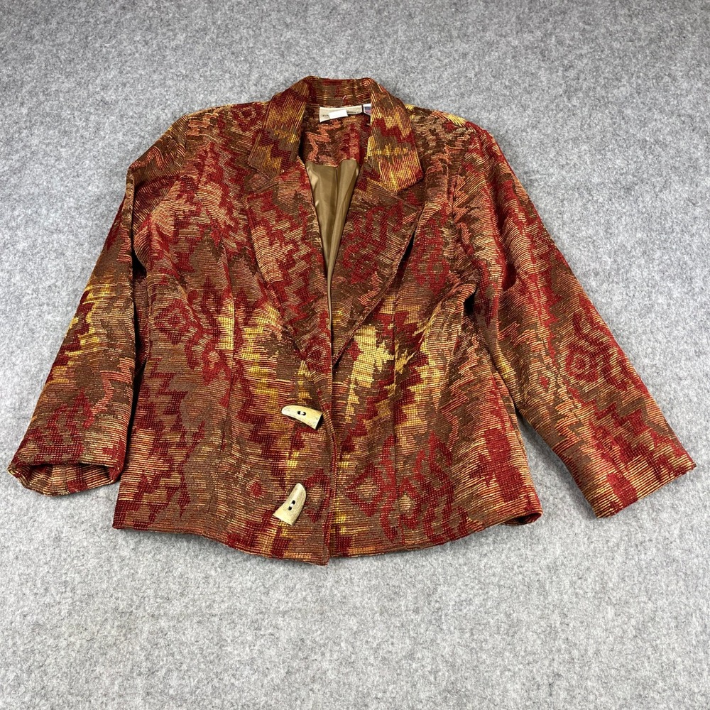 Painted Pony Tapestry Blazer Jacket Rust Gold Toggle Button‎ Southwestern Large